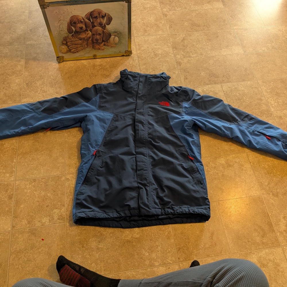 The North Face Hyvent Jacket Mens Medium Blue & Red No Hood  Insulated Full Zip
